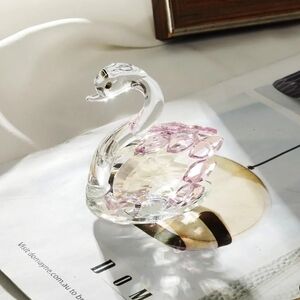 NWT Elegant Crystal Swan Figurine with Pink Accents